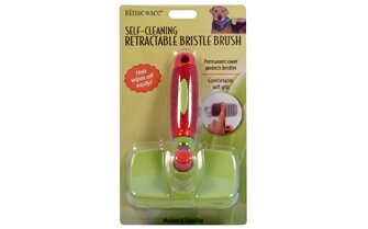 Rinse Ace Self Cleaning Retractable Dog Hair Bristle Brush for Large Dogs