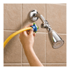 Connecting hose shuts off flow to adult showerhead